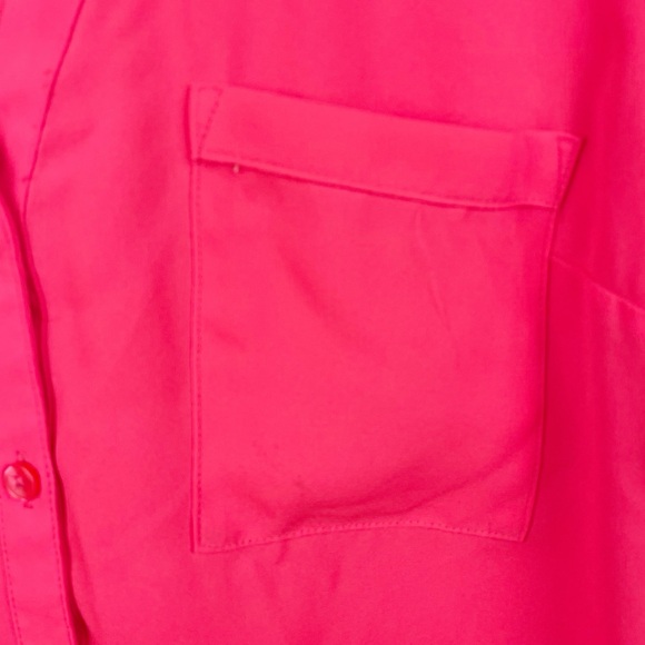 Express The Portofino Shirt Button Down Blouse Neon Pink Women's Size XS - Picture 4 of 6